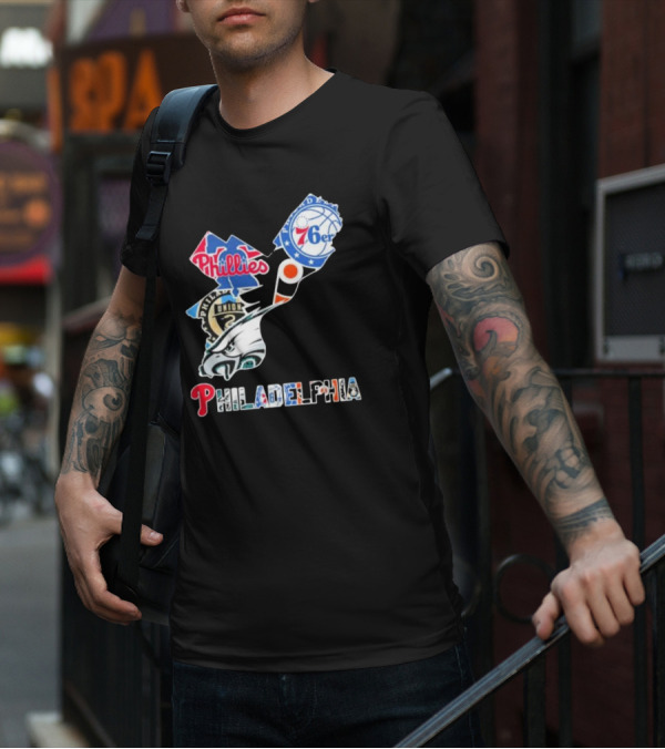 Philadelphia Eagles Phillies 76ers Union Flyers T-Shirt