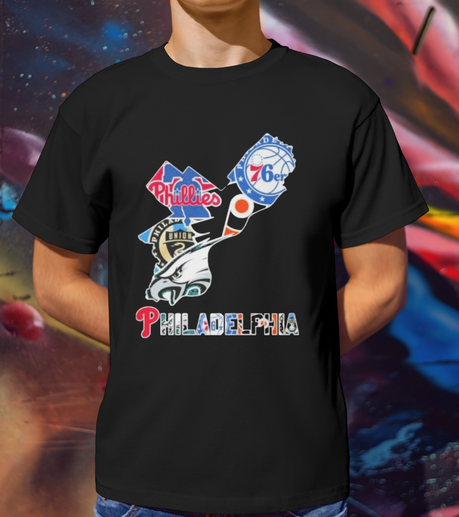 Philadelphia Eagles Phillies 76ers Union Flyers T-Shirt