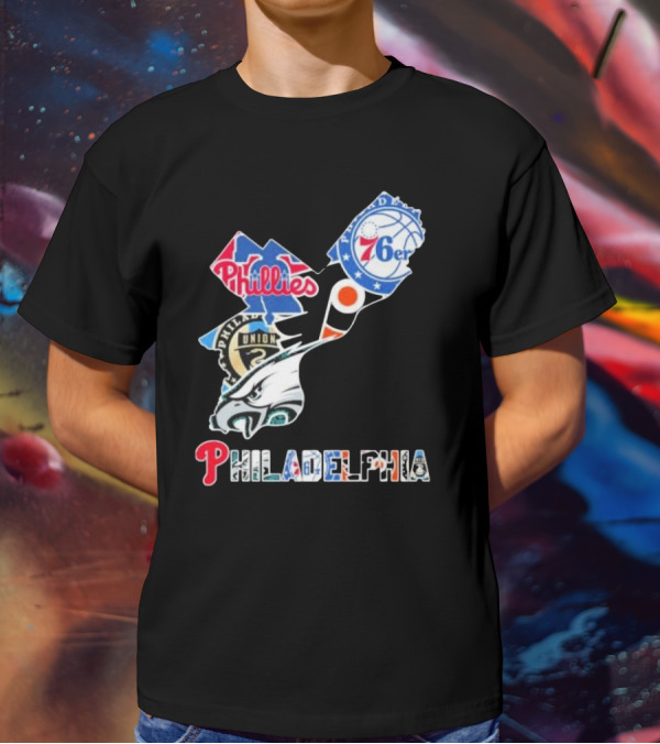 Philadelphia Eagles Phillies 76ers Union Flyers T-Shirt