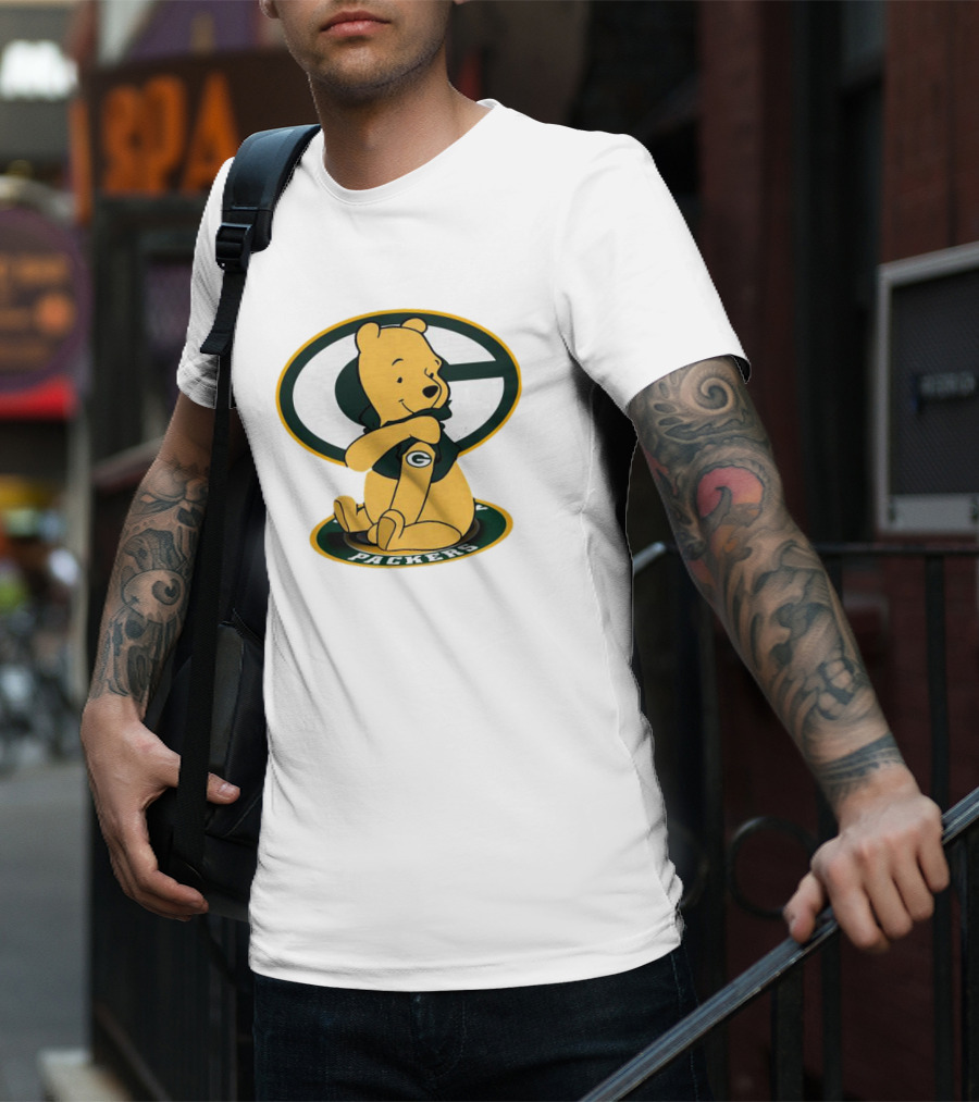 Pooh Green Bay Packers Logo Tattoo T-Shirt