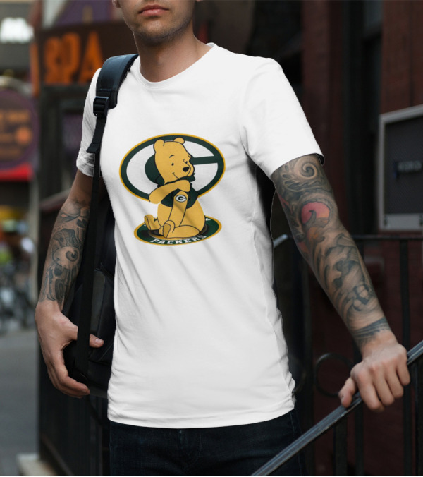 Pooh Green Bay Packers Logo Tattoo T-Shirt