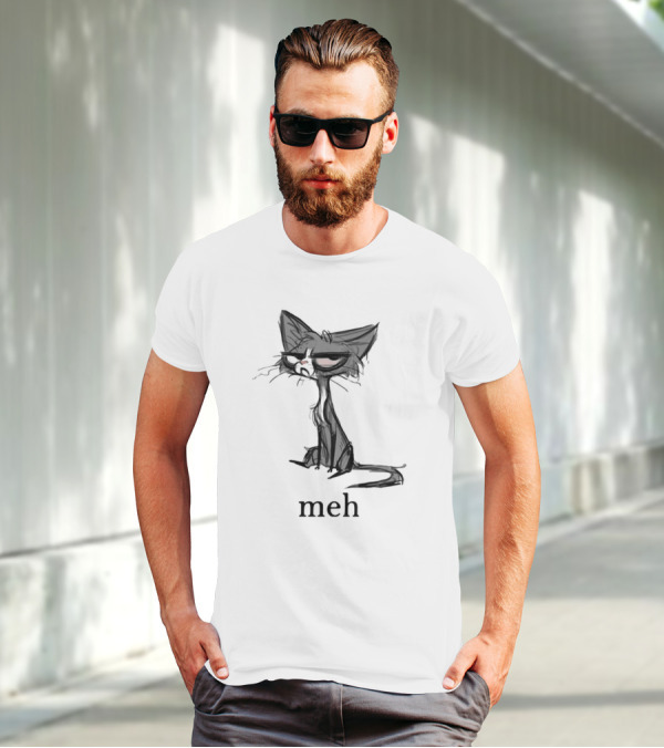 Siamese Cat Meh Expression Dark Mood T-Shirt