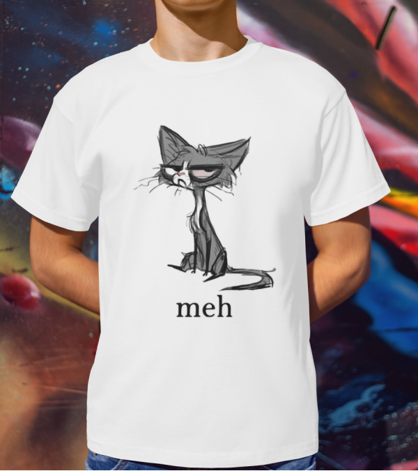Siamese Cat Meh Expression Dark Mood T-Shirt