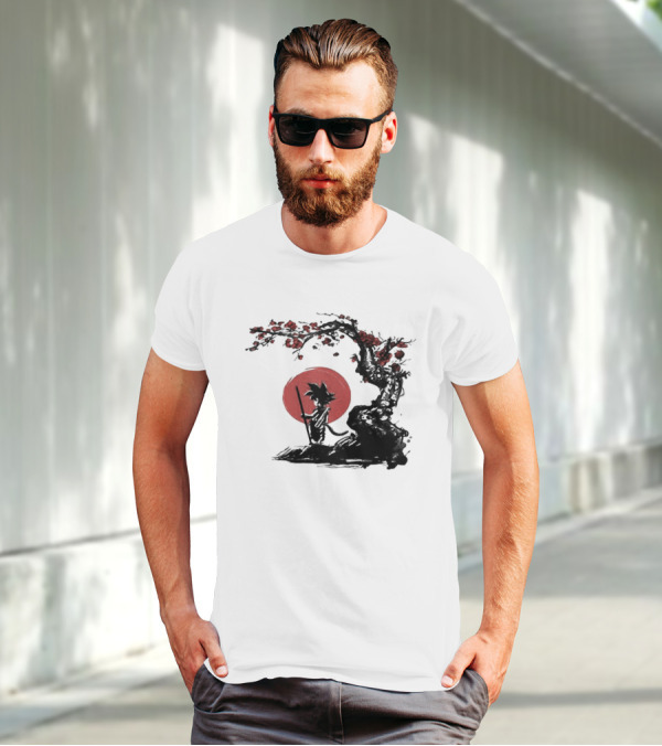 Son Goku Saiyan Solitude Beneath Cherry Blossom And Sun T-Shirt