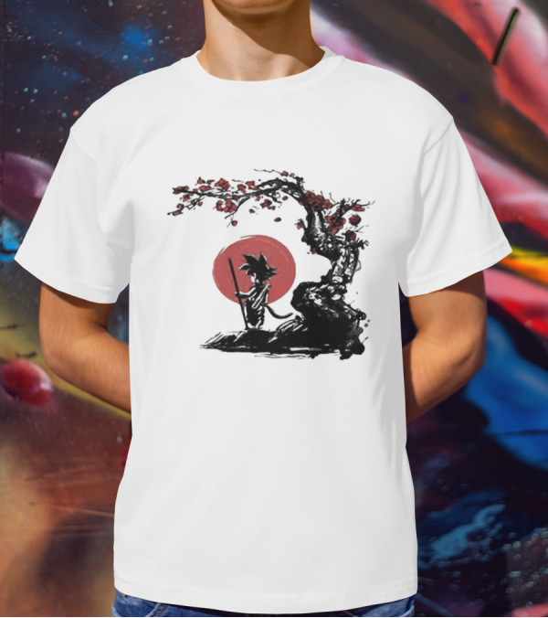 Son Goku Saiyan Solitude Beneath Cherry Blossom And Sun T-Shirt