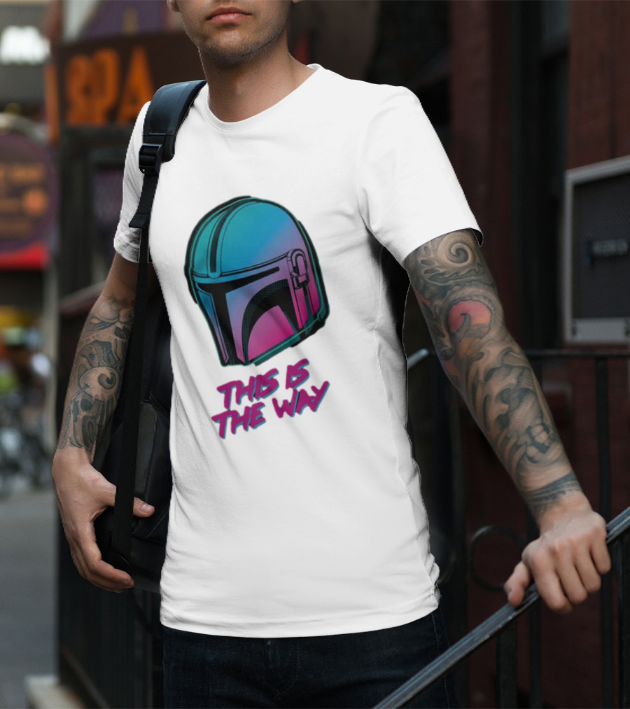 Star Wars The Mandalorian Helmet This Is The Way Neon T-Shirt