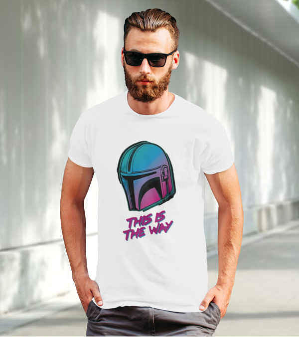Star Wars The Mandalorian Helmet This Is The Way Neon T-Shirt