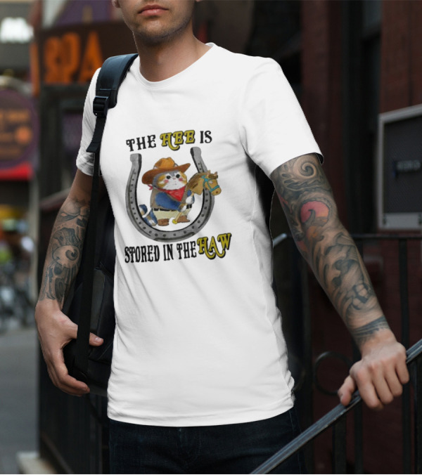 The Hee Is Stored In The Haw Cowboy Cat With Hobby Horse And Horseshoe T-Shirt