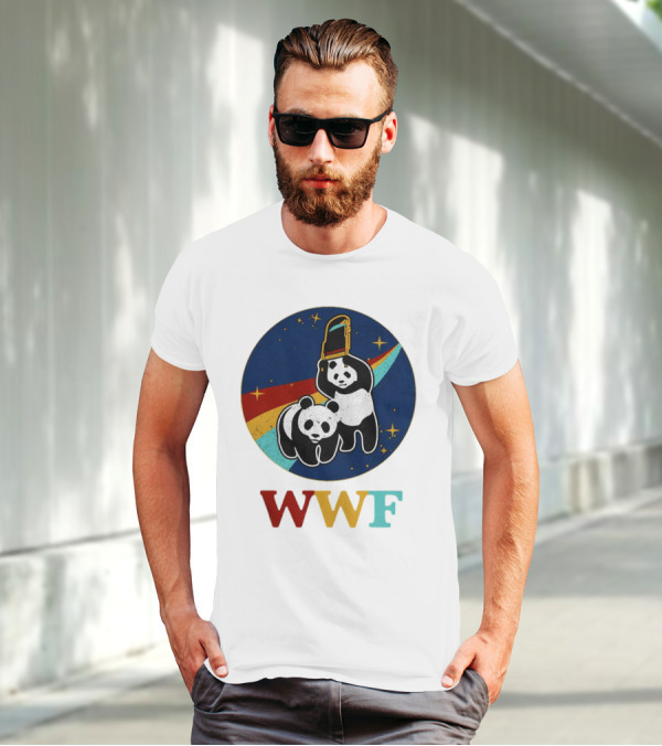 WWF Panda Bear Wrestling NASA Astronauts Space T-Shirt