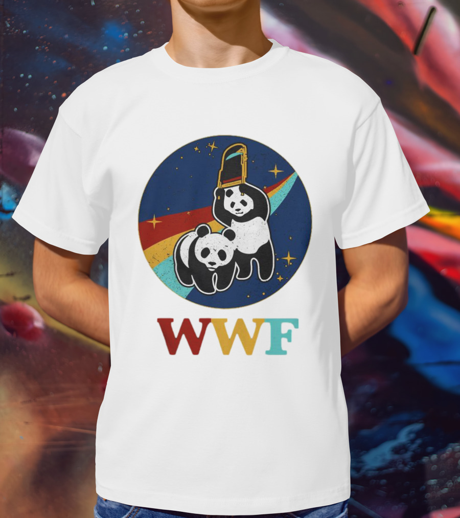 WWF Panda Bear Wrestling NASA Astronauts Space T-Shirt