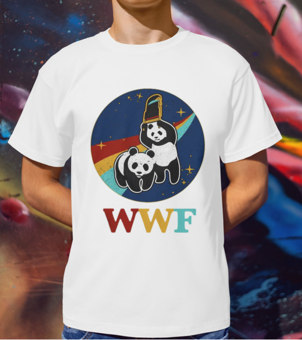 WWF Panda Bear Wrestling NASA Astronauts Space T-Shirt