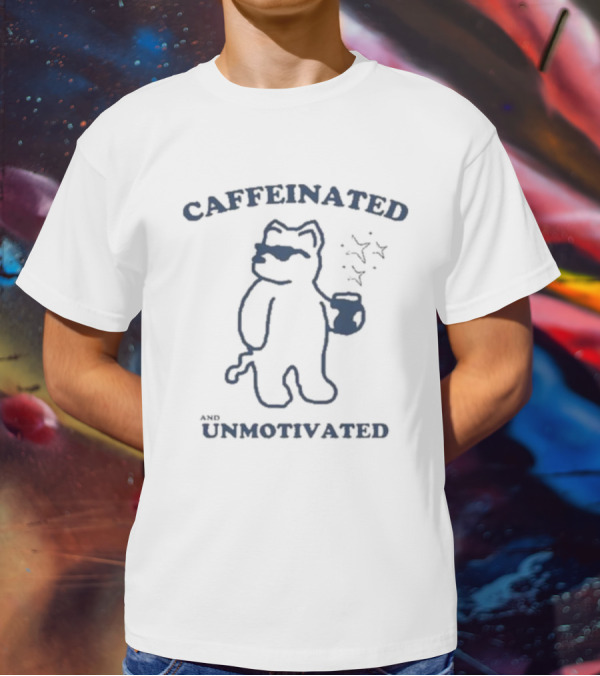 Caffeinated And Unmotivated Bear With Coffee Mug And Sunglasses T-Shirt