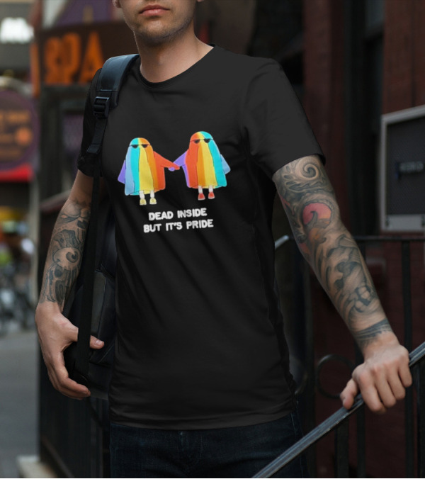 Dead Inside But It’s Rainbow Pride Ghosts Holding Hands T-Shirt
