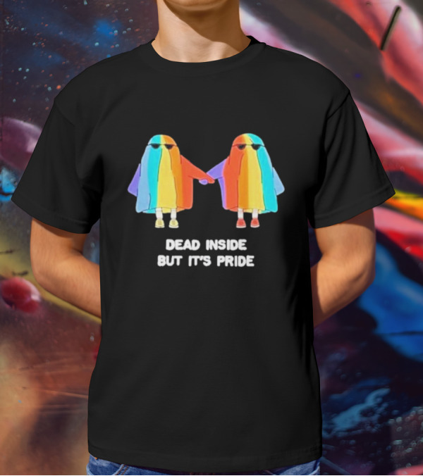 Dead Inside But It’s Rainbow Pride Ghosts Holding Hands T-Shirt