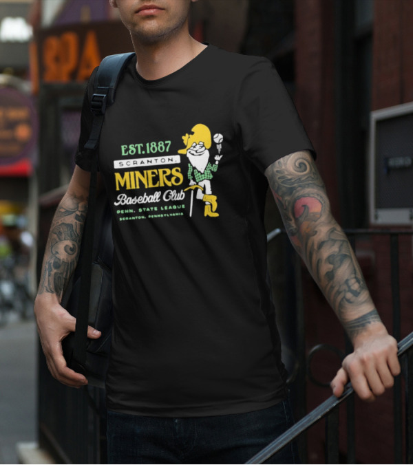 Est 1887 Scranton Miners Baseball Club Penn State League Scranton Pennsylvania Mascot T-Shirt