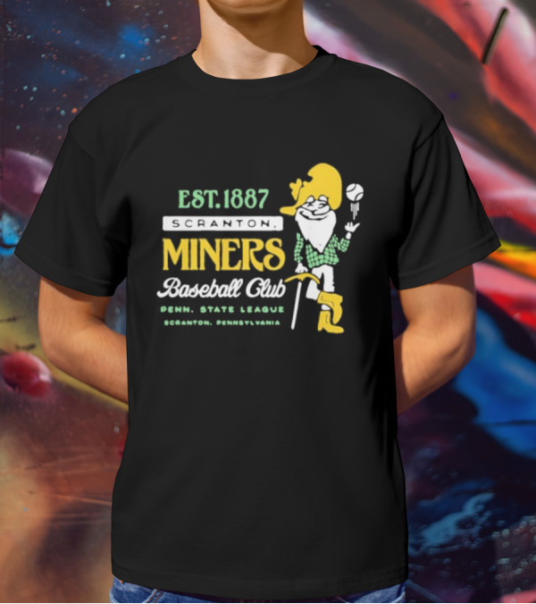 Est 1887 Scranton Miners Baseball Club Penn State League Scranton Pennsylvania Mascot T-Shirt
