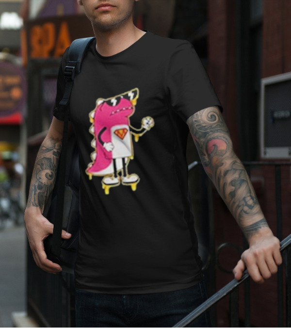 Mikina Mattem Dino Cartoon Character With Sunglasses And Superhero Emblem T-Shirt