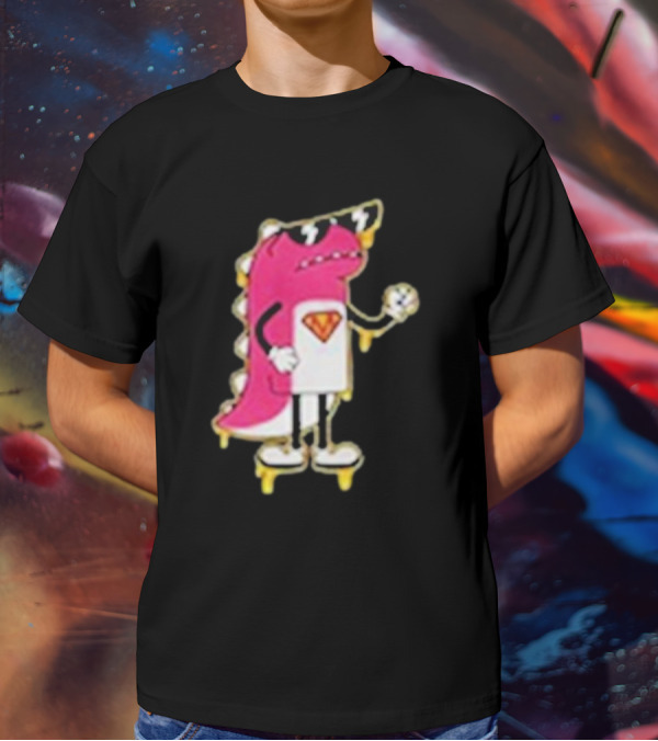 Mikina Mattem Dino Cartoon Character With Sunglasses And Superhero Emblem T-Shirt