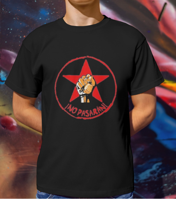 No Pasaran Red Star Fist Symbol Spanish Civil War T-Shirt