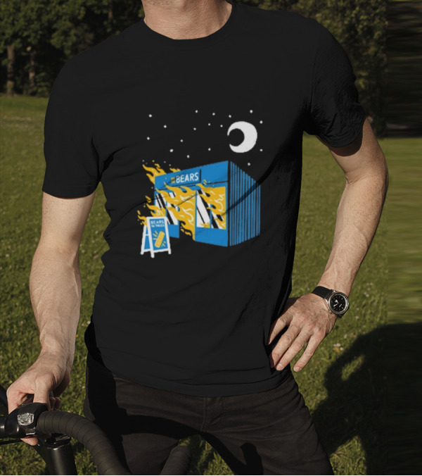 Bears Bakery On Fire Charcoal Night Scene T-Shirt
