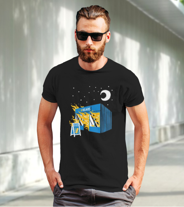Bears Bakery On Fire Charcoal Night Scene T-Shirt