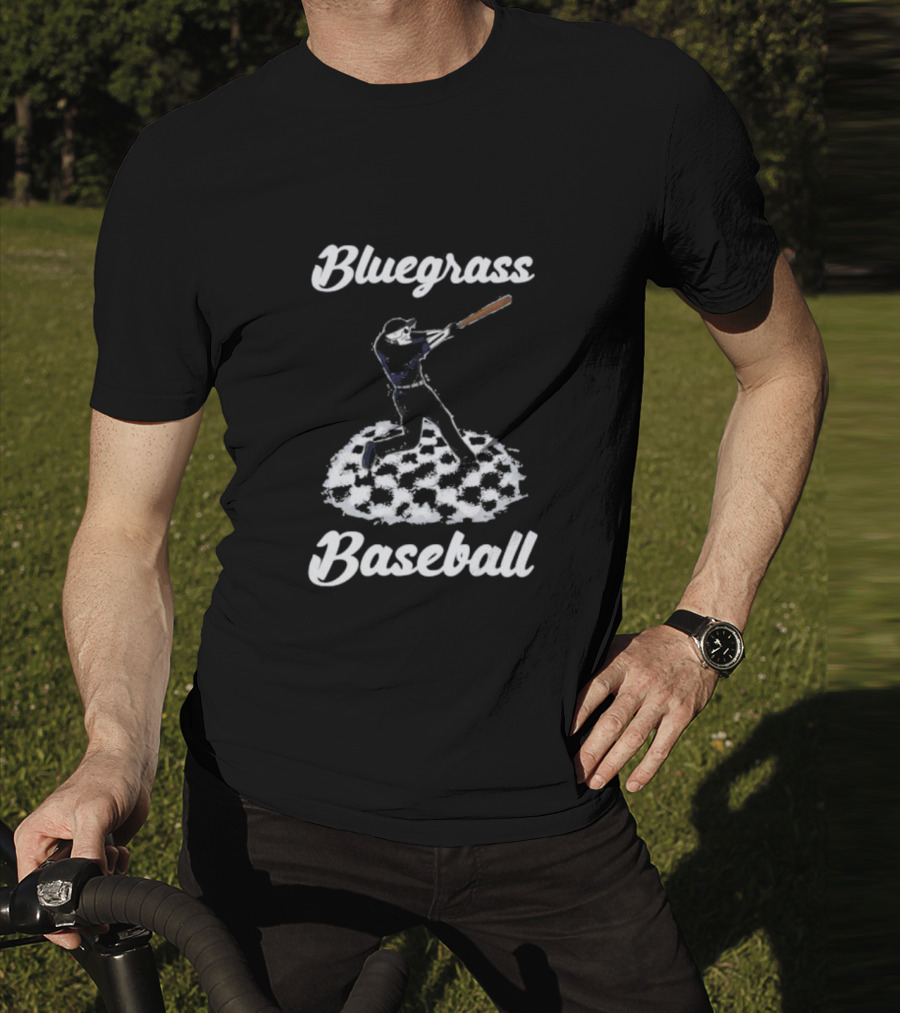 Bluegrass Baseball Skeleton Player Batting On Checkered Field T-Shirt