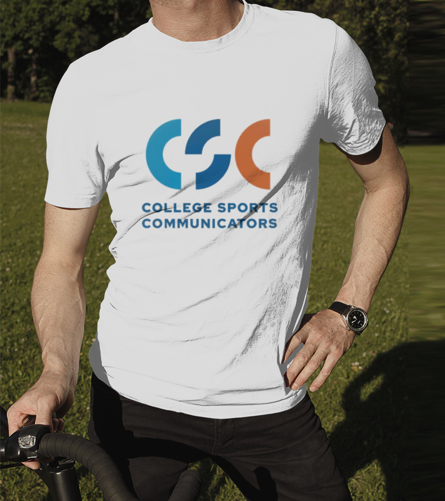 CSC College Sports Communicators Blue Orange T-Shirt
