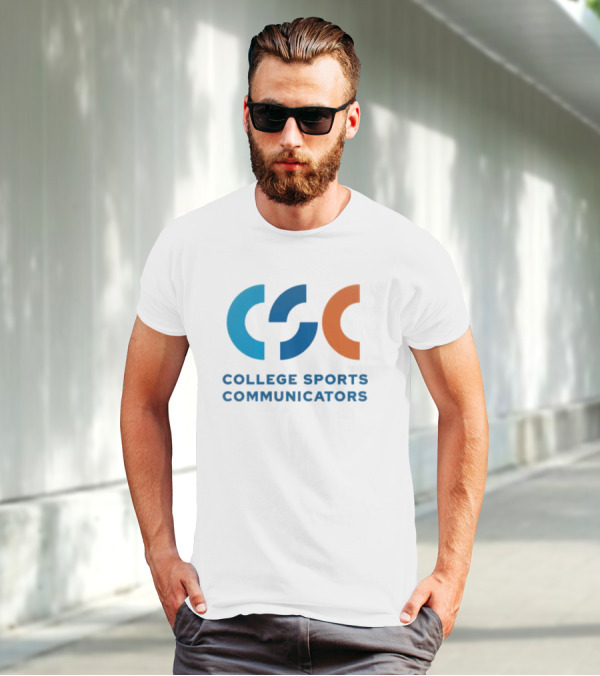 CSC College Sports Communicators Blue Orange T-Shirt