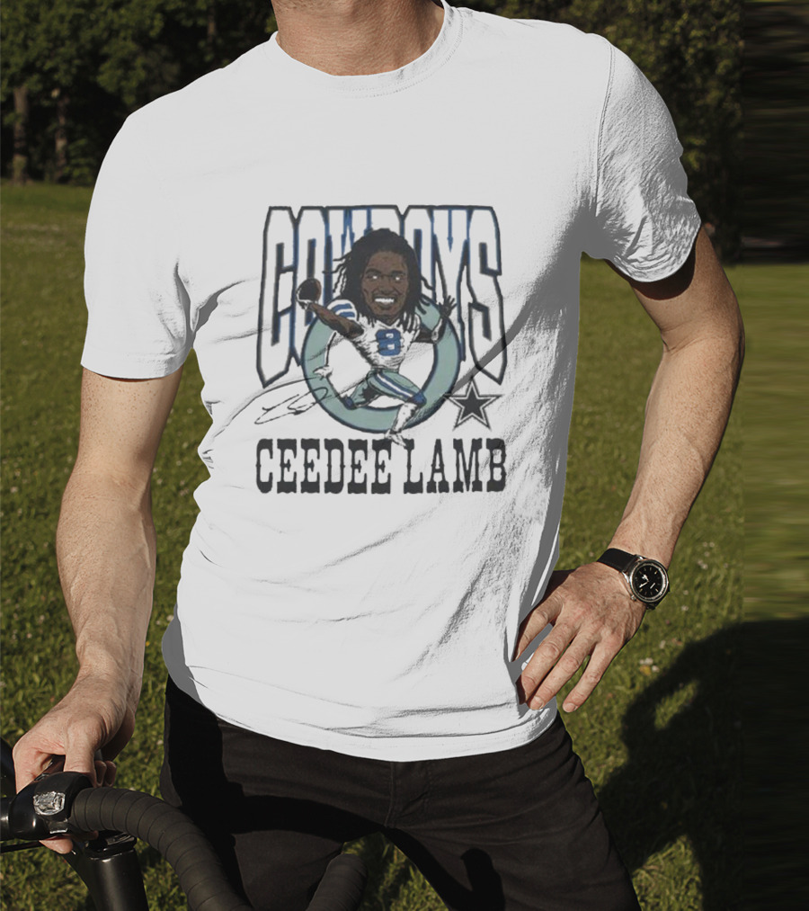 Cowboys Ceedee Lamb Number 88 Football Star Signature T-Shirt