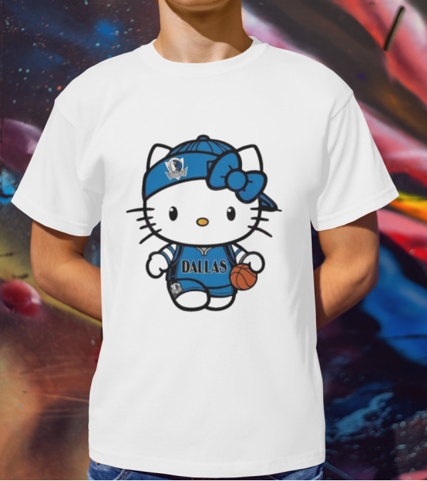 Dallas Mavericks Hello Kitty Basketball Team Spirit T-Shirt