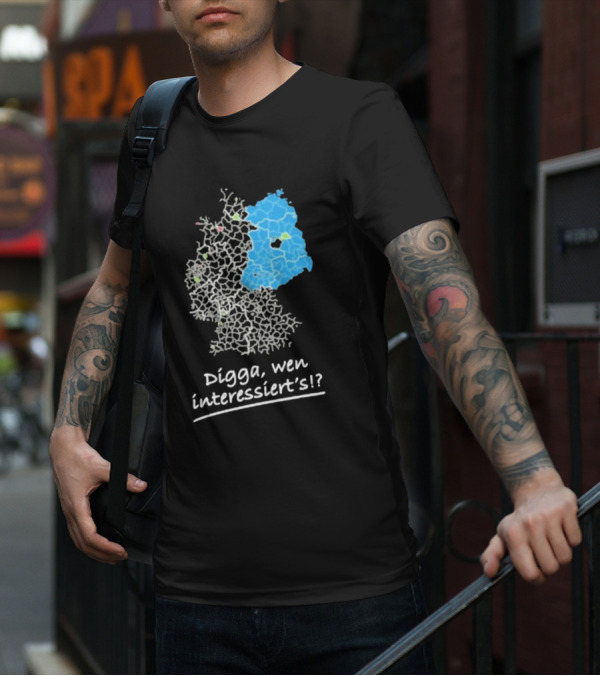 Digga Wen Interessiert Map Outline Blue Highlight T-Shirt