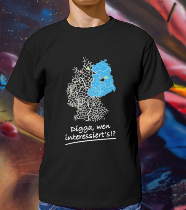 Digga Wen Interessiert Map Outline Blue Highlight T-Shirt