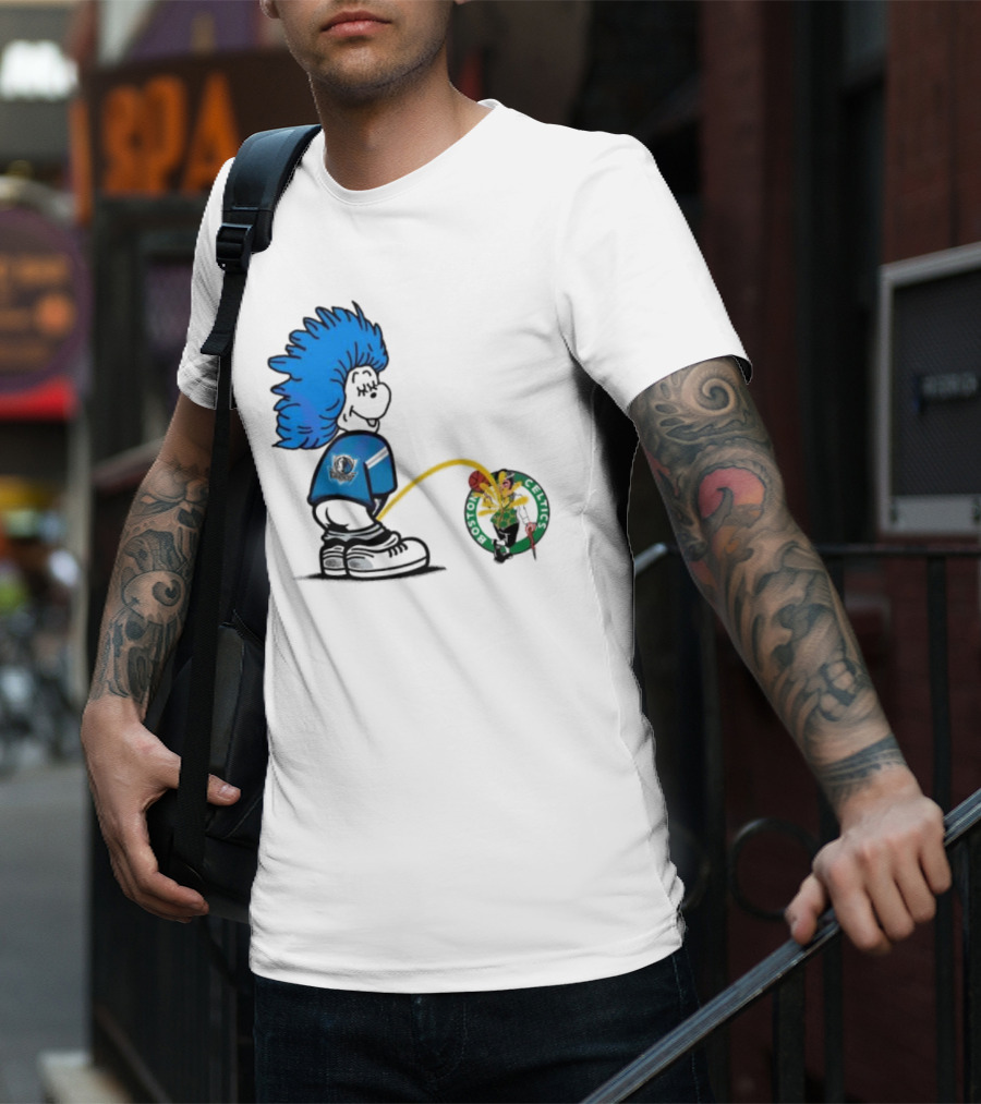 Dr Seuss Thing One Dallas Mavericks Urine On Boston Celtics T-Shirt