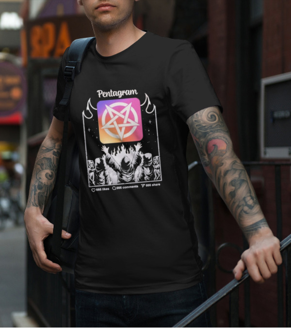 Pentagram Vol 2 666 Likes 666 Comments 666 Share Hoodie Circle Icon Ritual T-Shirt