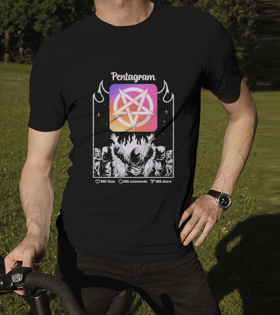 Pentagram Vol 2 666 Likes 666 Comments 666 Share Hoodie Circle Icon Ritual T-Shirt