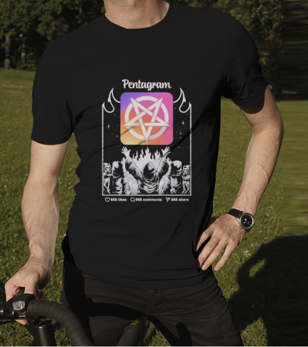 Pentagram Vol 2 666 Likes 666 Comments 666 Share Hoodie Circle Icon Ritual T-Shirt