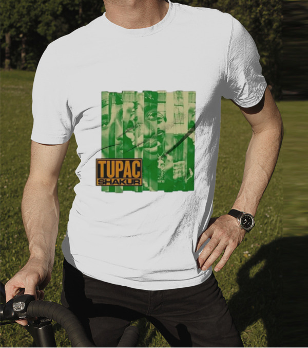 Tupac Shakur Green Photo Collage T-Shirt