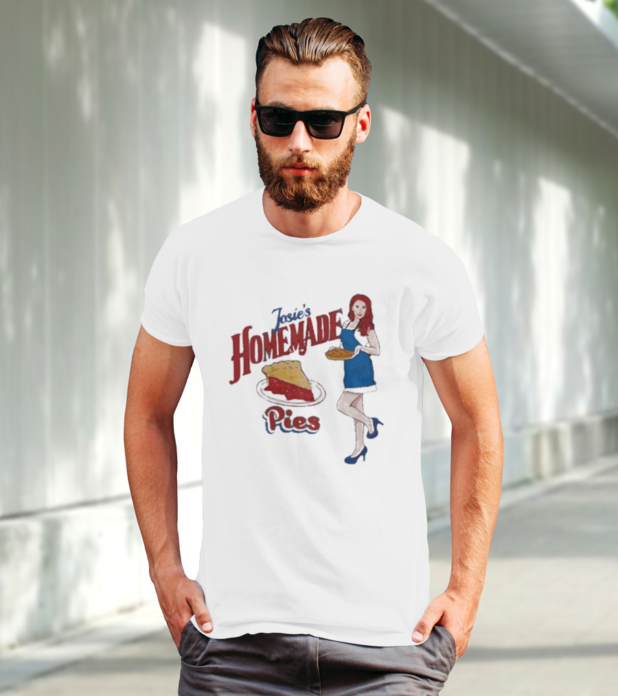 Josie’s Homemade Pies Woman With Cherry Pie And Blue Dress T-Shirt