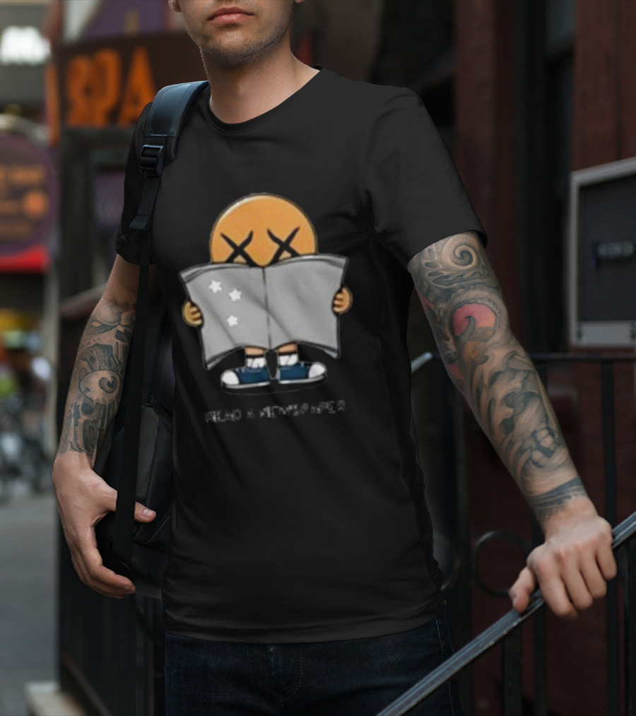 Read A Newspaper Character With Crossed Eye Symbol And Stars T-Shirt