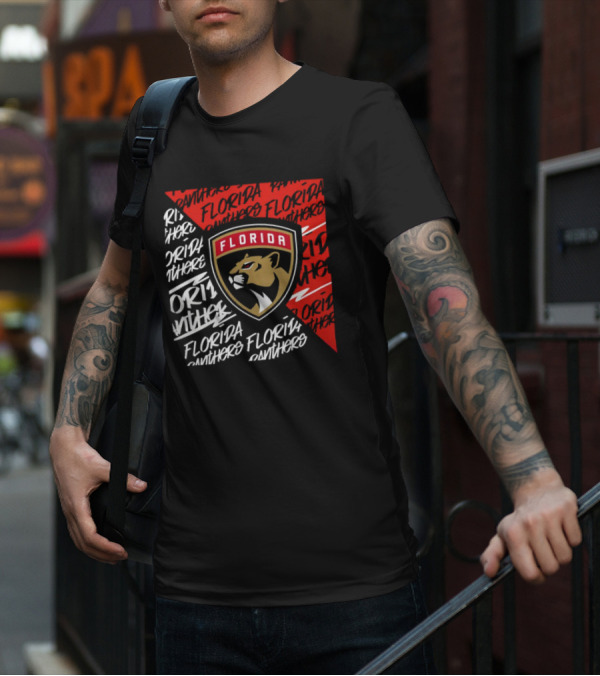 Florida Panthers Logo Text Florida Panthers Divide T-Shirt