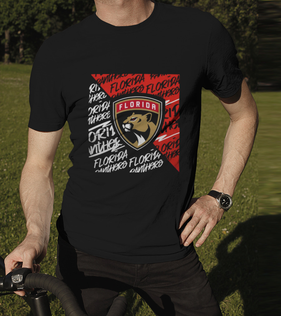 Florida Panthers Logo Text Florida Panthers Divide T-Shirt