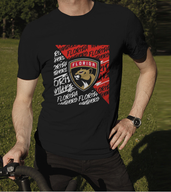 Florida Panthers Logo Text Florida Panthers Divide T-Shirt