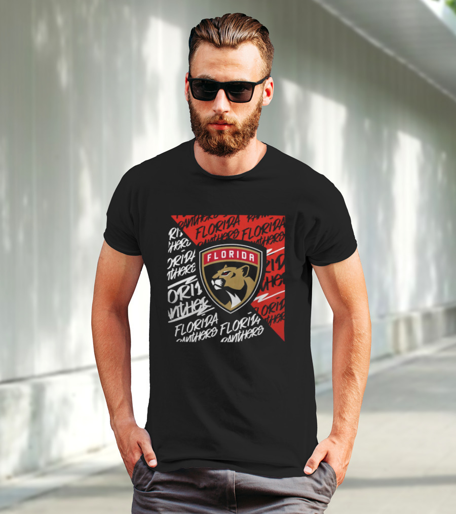 Florida Panthers Logo Text Florida Panthers Divide T-Shirt