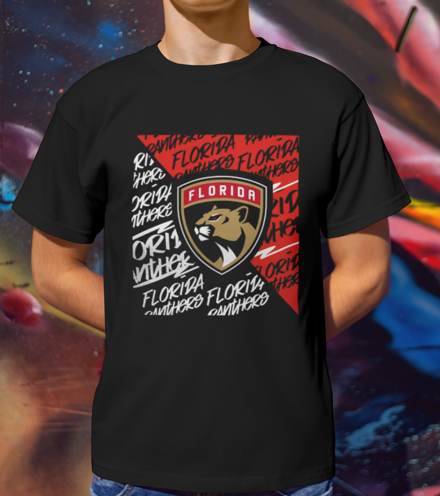 Florida Panthers Logo Text Florida Panthers Divide T-Shirt