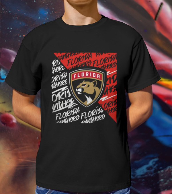 Florida Panthers Logo Text Florida Panthers Divide T-Shirt