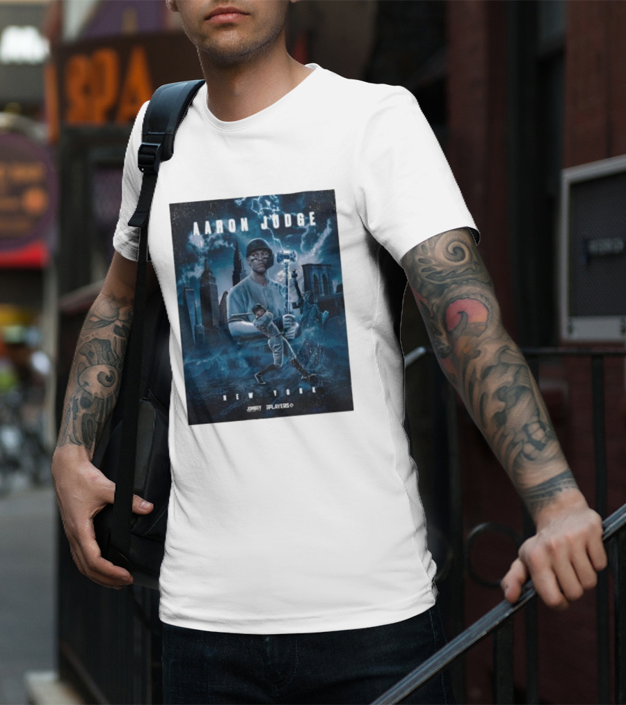 Aaron Judge New York Cityscape Thunderstorm Baseball Power Display T-Shirt