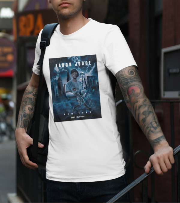 Aaron Judge New York Cityscape Thunderstorm Baseball Power Display T-Shirt