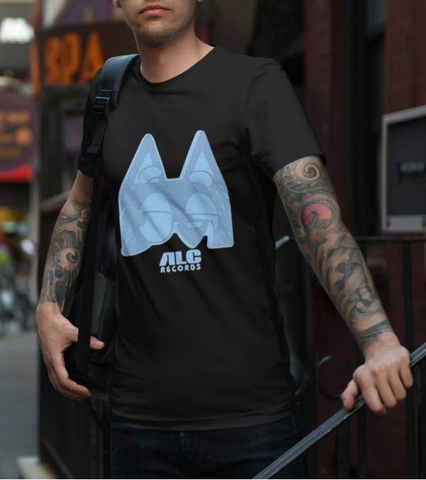ALC Records Store Blue Cartoon Face Seasons Change T-Shirt