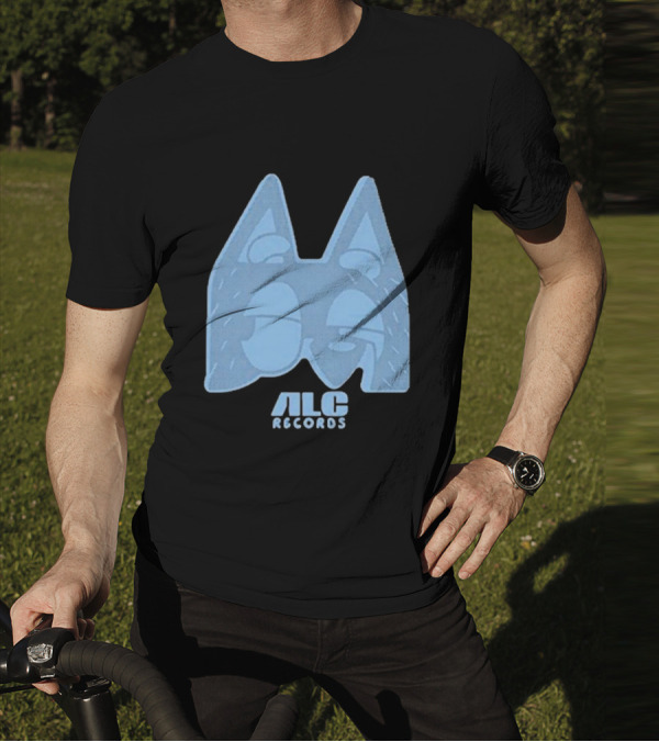 ALC Records Store Blue Cartoon Face Seasons Change T-Shirt