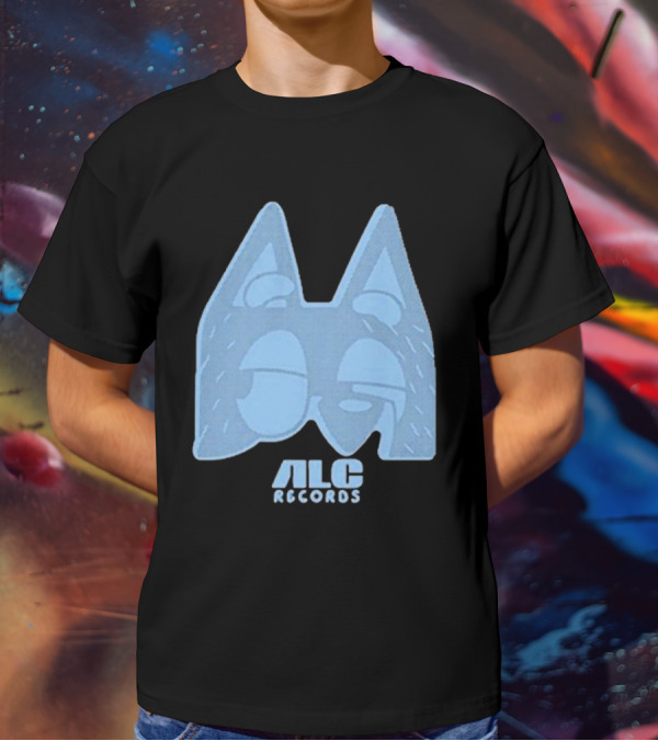 ALC Records Store Blue Cartoon Face Seasons Change T-Shirt